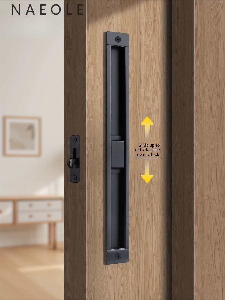 Universal Furniture Hardware - Japanse stijl zakvormig schuifdeurslot, ingebouwde schuifrail