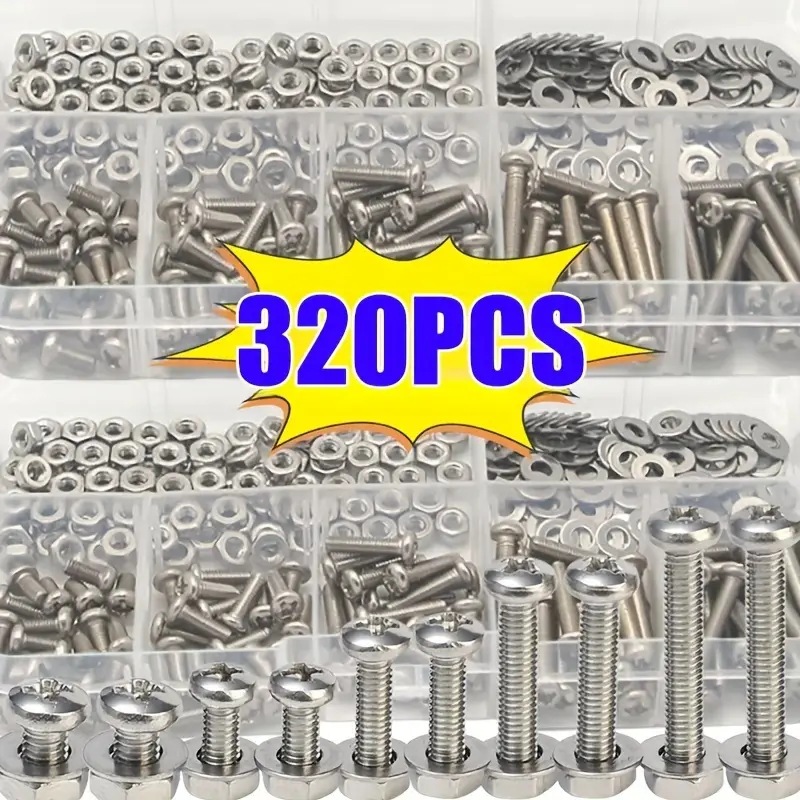 Universal Furniture Hardware - 320 STKS Zeskantmoeren & Bouten Set
