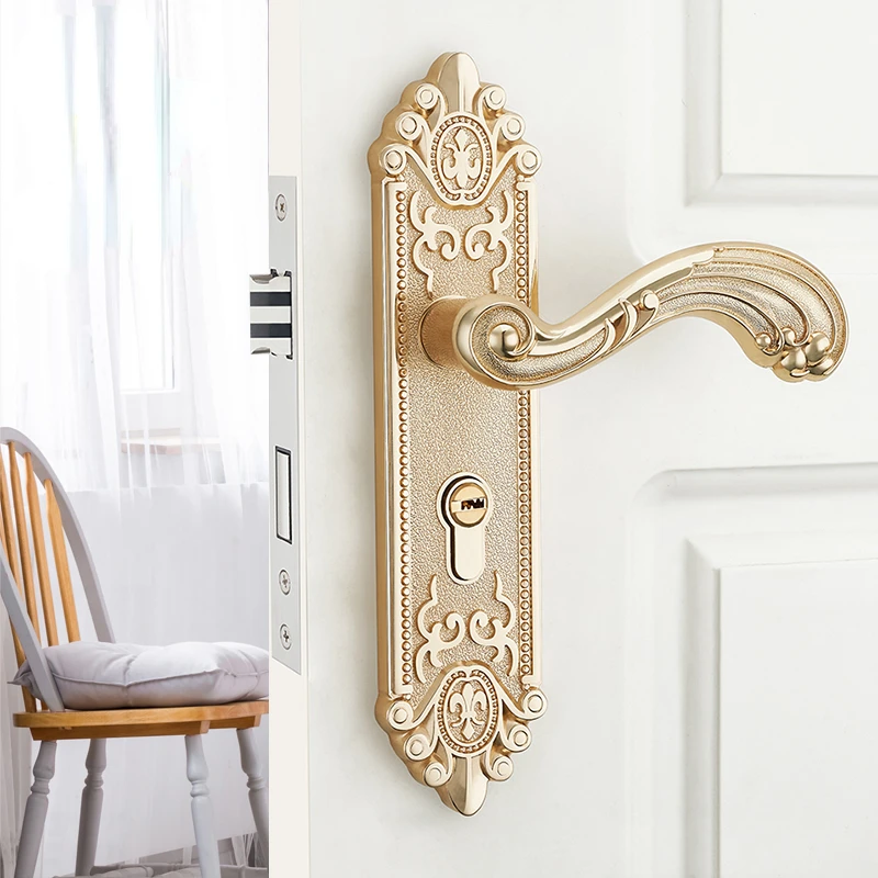 Furniture Hardware Fittings - Europese stille binnendeurgreep, luxe anti-diefstal deurslotknop,