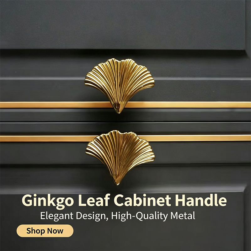 Furniture Hardware Gold - Nordic Luxury Creative Ginkgo Leaf Single