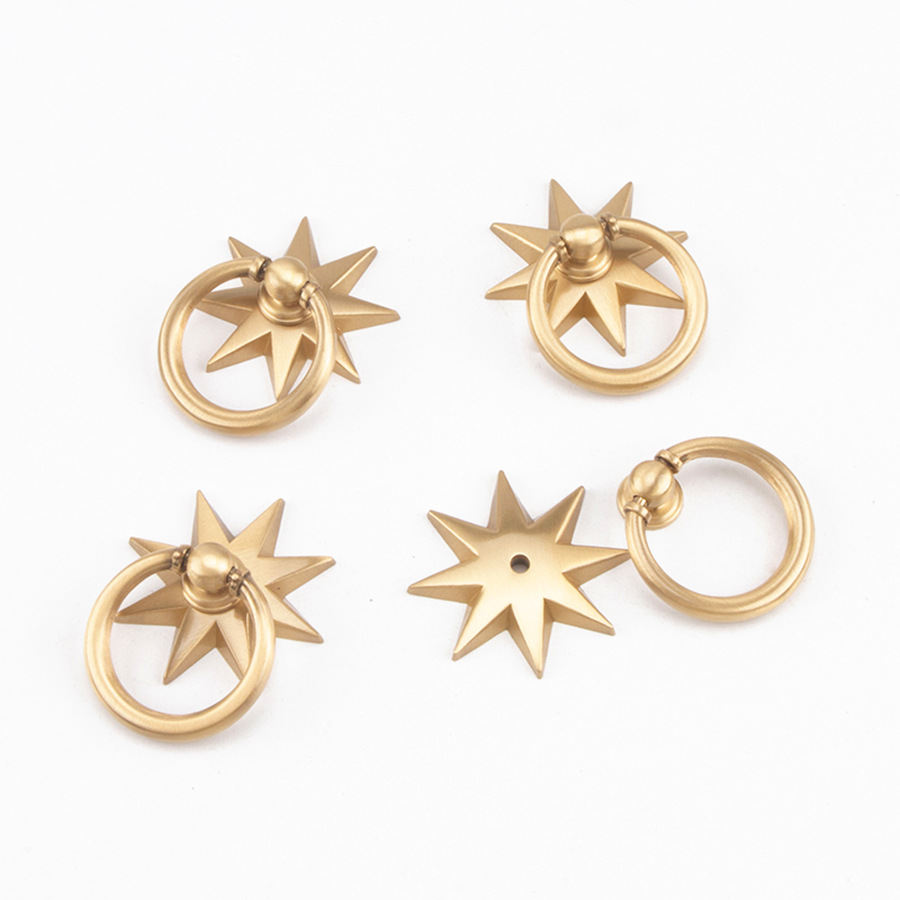 Furniture Hardware Gold - Anijsster-vormige kastgrepen antiek messing, ringvormige messing