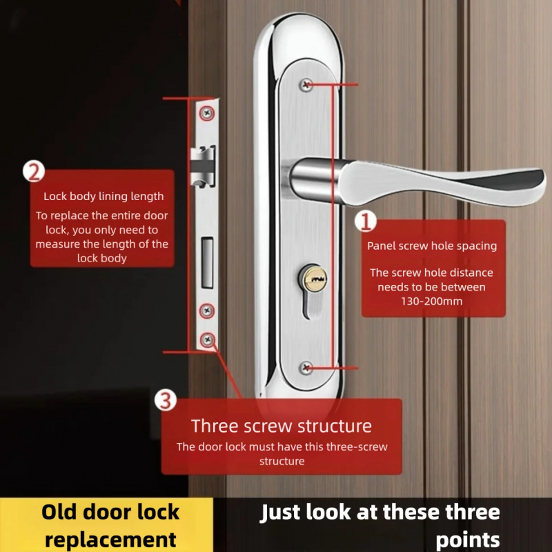Universal Furniture Hardware - Universeel type roestvrijstalen binnendeurvergrendeling - verstelbare,